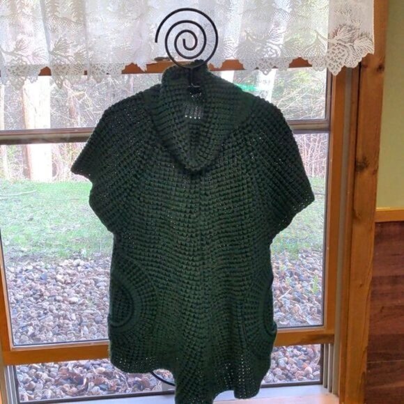 Orange Fountain Village Thick-Knitted Sz L/XL Cowl Neck Deep Army Green Sweater - Picture 1 of 8